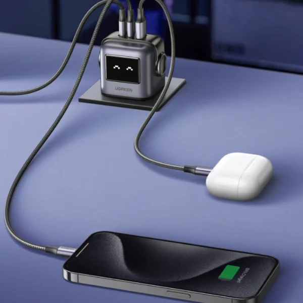 UGREEN Uno 65W Black — Cargador de 3 puertos GaN, carga rápida, 2 puertos USB-C, 1 puerto USB-A, negro - Imagen 2