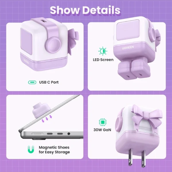 UGREEN Uno 30W Purple  — Cargador de carga rápida GaN, 1 puerto USB-C, lila - Imagen 3