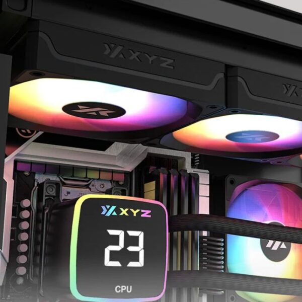 XYZ Aquapulse 360 Black — Enfriador líquido AiO, pantalla de temperatura digital, compatible con LGA 115x, 1700, 1200 / AM5, AM4 - Imagen 2