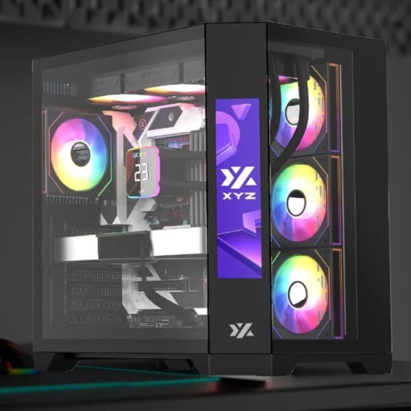 XYZ Neutron Black Dual Chamber Case — Caja ATX, 4 Fans 120mm RGB, pantalla LCD 8.8", negro - Imagen 2