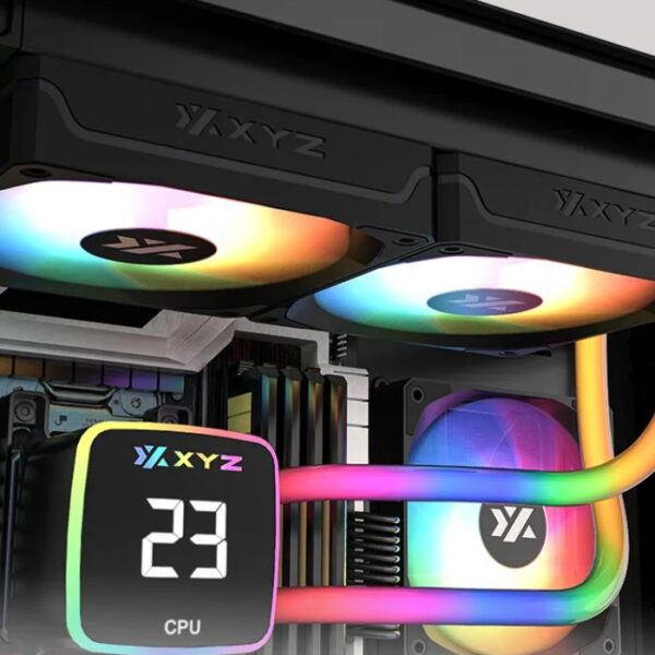 XYZ Aquapulse Fusion 240 — Enfriador Líquido AiO 240mm, pantalla de temperatura digital, tubos ARGB, AM4, AM5, LGA 1700, LGA 1851, Negro - Imagen 2