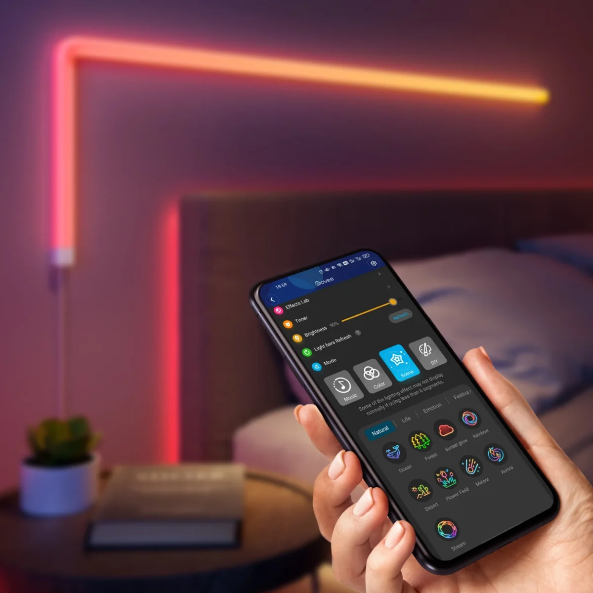 Govee Glide Wall Light RGBIC — Trabaja con Alexa y Google Assistant, 6 piezas y 1 esquina - Imagen 6