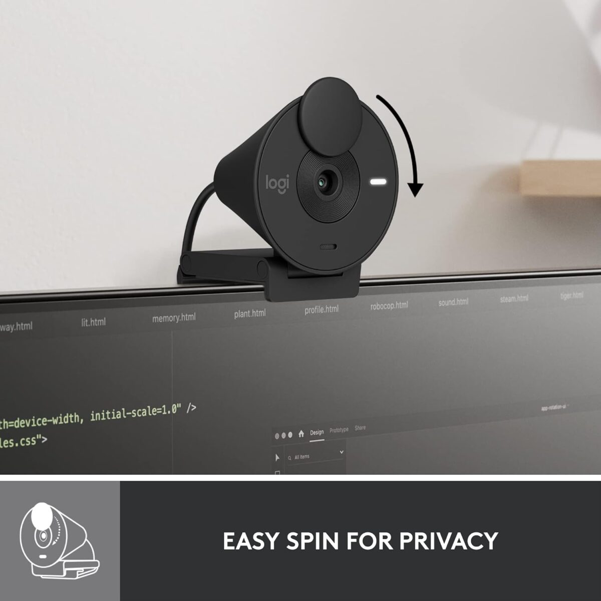 618EYY8oVdL._AC_SL1500_ Logitech Brio 300 Grafito — Webcam, 2MP, Full HD, conexión USB-C, micrófono - Imagen 2
