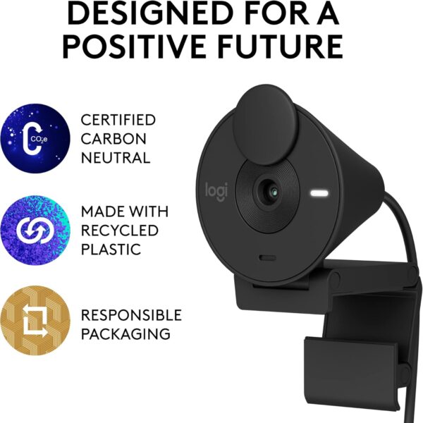 Logitech Brio 300 Grafito — Webcam, 2MP, Full HD, conexión USB-C, micrófono - Imagen 9