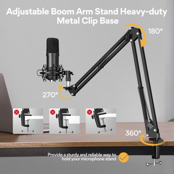 Maono AU-A04 — Micrófono USB, soporte de brazo de tijera, abrazadera - Imagen 7