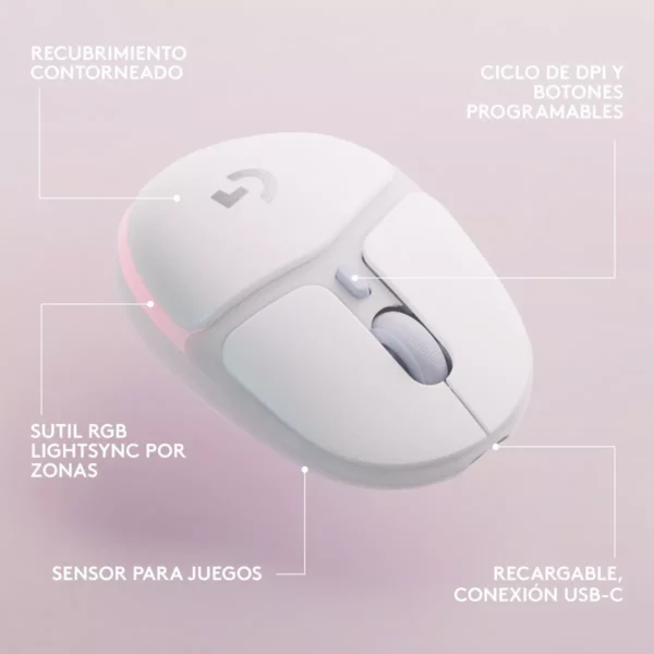 Logitech G705 Aurora Collection — Mouse Inalámbrico, Bluetooth, USB, para manos pequeñas - Imagen 4