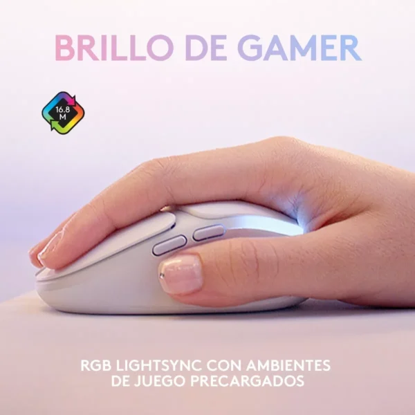 Logitech G705 Aurora Collection — Mouse Inalámbrico, Bluetooth, USB, para manos pequeñas - Imagen 6