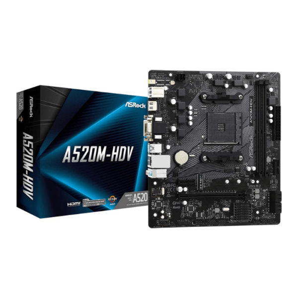ASRock A520M-HDV — MicroATX, AM4, DDR4, 2 slots
