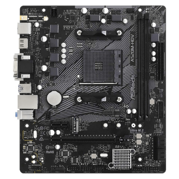 ASRock A520M-HDV — MicroATX, AM4, DDR4, 2 slots - Imagen 2
