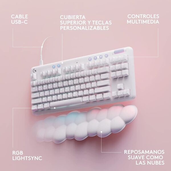 Logitech G713 TKL Aurora — Teclado mecánico alámbrico, GX Brown, inglés - Imagen 2