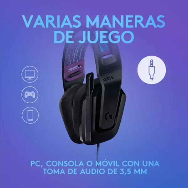 Logitech G335 Black — Audífono con cable, 3.5mm, negro - Imagen 5
