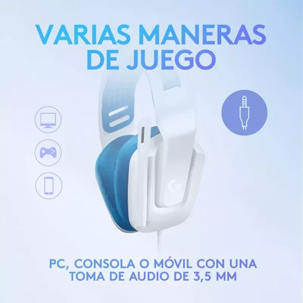 Logitech G335 White — Audífono con cable, 3.5mm, blanco - Imagen 5