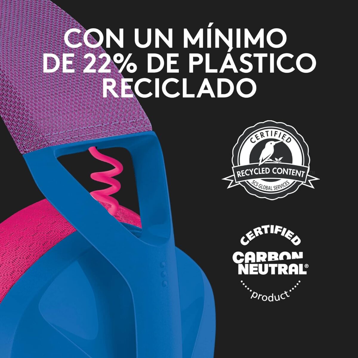 Logitech G435 — Audífonos inalámbricos, bluetooth, Azul/Rosa - Imagen 7