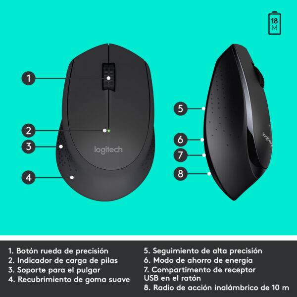 Logitech MK345 — Combo teclado y ratón, inalámbrico, USB, Negro, español - Imagen 9