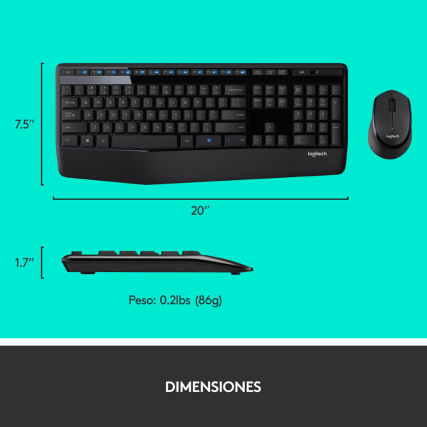 Logitech MK345 — Combo teclado y ratón, inalámbrico, USB, Negro, español - Imagen 6