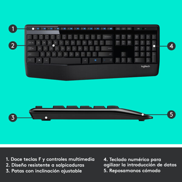 Logitech MK345 — Combo teclado y ratón, inalámbrico, USB, Negro, español - Imagen 7