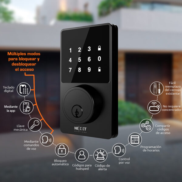 Nexxt Smart Wi-Fi Door Lock — Cerradura inteligente con conexión Wi-Fi, negro - Imagen 3