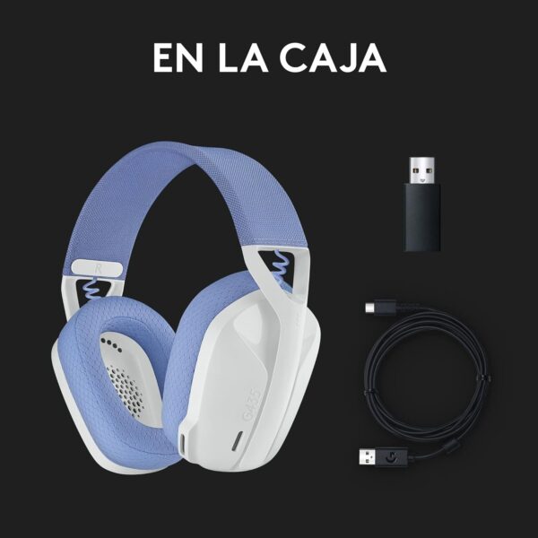 Logitech G435 White — Audífonos inalámbricos, bluetooth, Blanco/Lila - Imagen 5