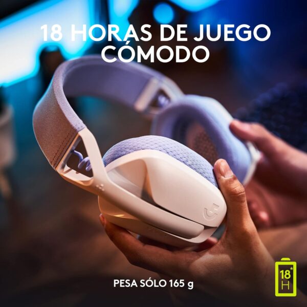 Logitech G435 White — Audífonos inalámbricos, bluetooth, Blanco/Lila - Imagen 2