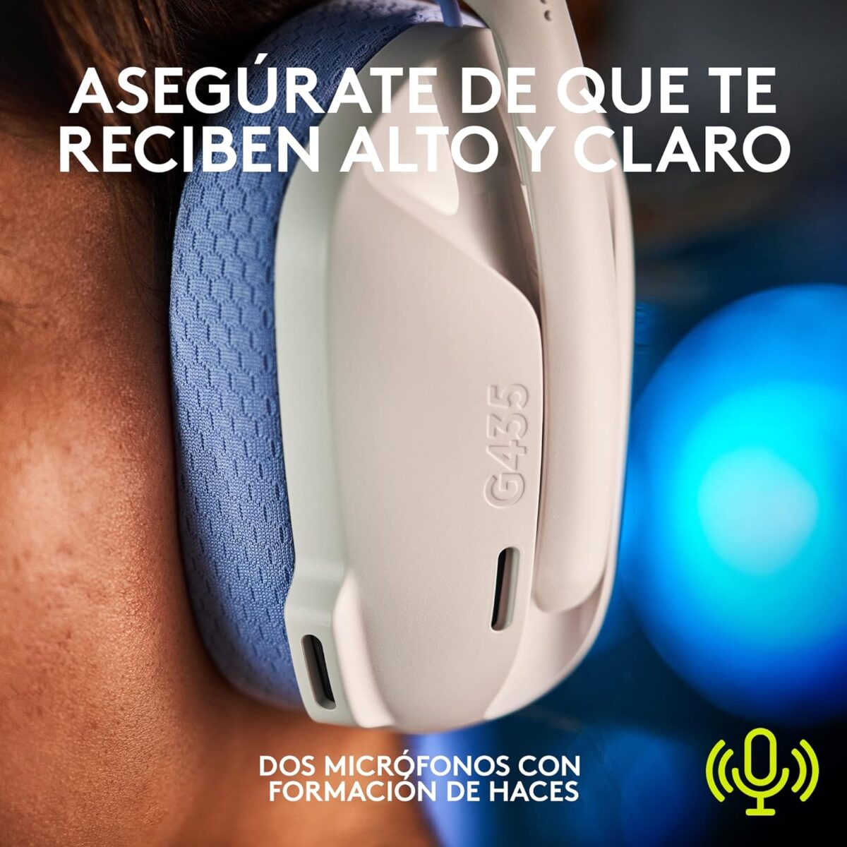 Logitech G435 White — Audífonos inalámbricos, bluetooth, Blanco/Lila - Imagen 8