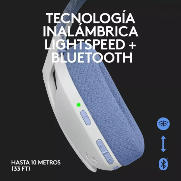 Logitech G435 White — Audífonos inalámbricos, bluetooth, Blanco/Lila - Imagen 3