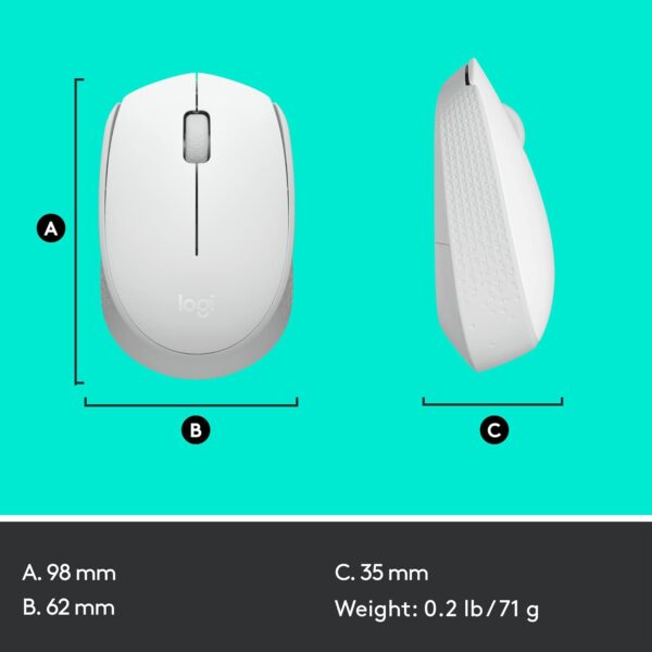 Logitech M170 Off-White — Mouse Inalámbrico, USB, 1000DPI, Blanco - Imagen 7