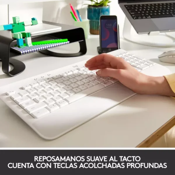 Logitech Signature K650 White — Teclado inalámbrico, Bluetooth, blanco, español - Imagen 2