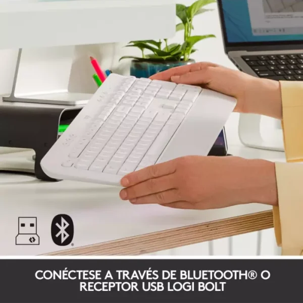 Logitech Signature K650 White — Teclado inalámbrico, Bluetooth, blanco, español - Imagen 4