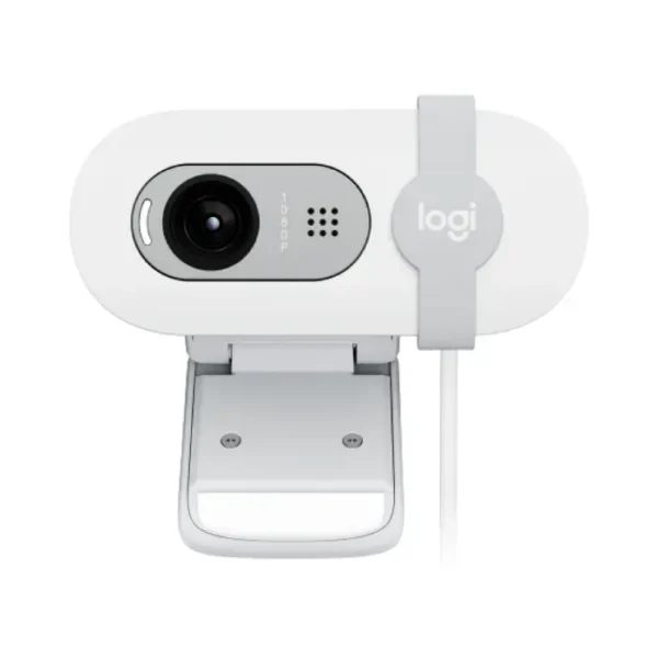Logitech Brio 100 White — Webcam Full HD, micrófono integrado, tapa de privacidad
