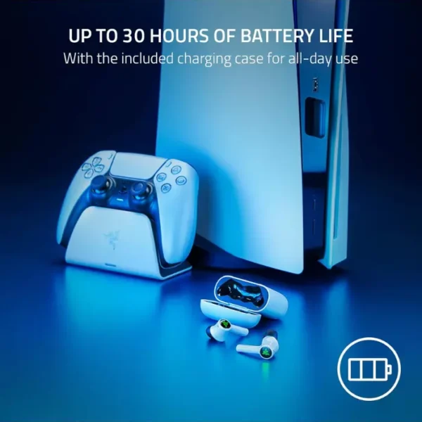 Razer Hammerhead HyperSpeed — Wireless Gaming Earbuds, para PS5, Bluetooth 5.2, RGB Chroma - Imagen 4