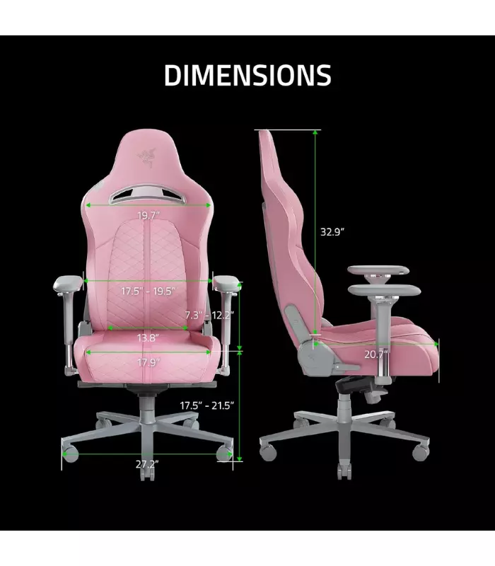 Razer Enki Quartz 2 Razer Enki Quartz — Silla gamer, reclinable hasta 152°, hasta 299 libras, sin armar, rosa - Imagen 3