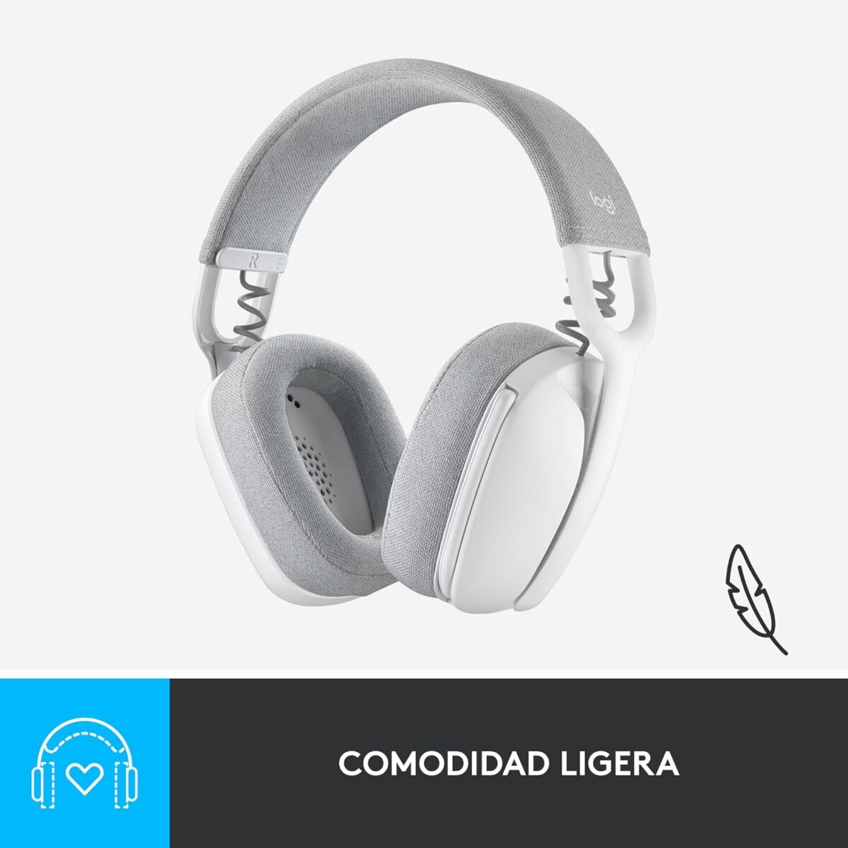 71eKNXzIl6L._AC_SL1500_ Logitech Zone Vibe 100 White — Auriculares Wireless ligeros, Bluetooth - Imagen 10