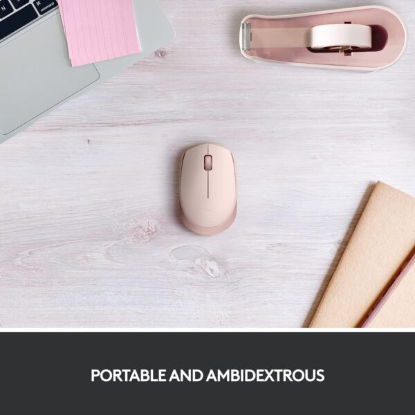 Logitech M170 Rose — Mouse Inalámbrico, USB, 1000DPI, Rosa - Imagen 4