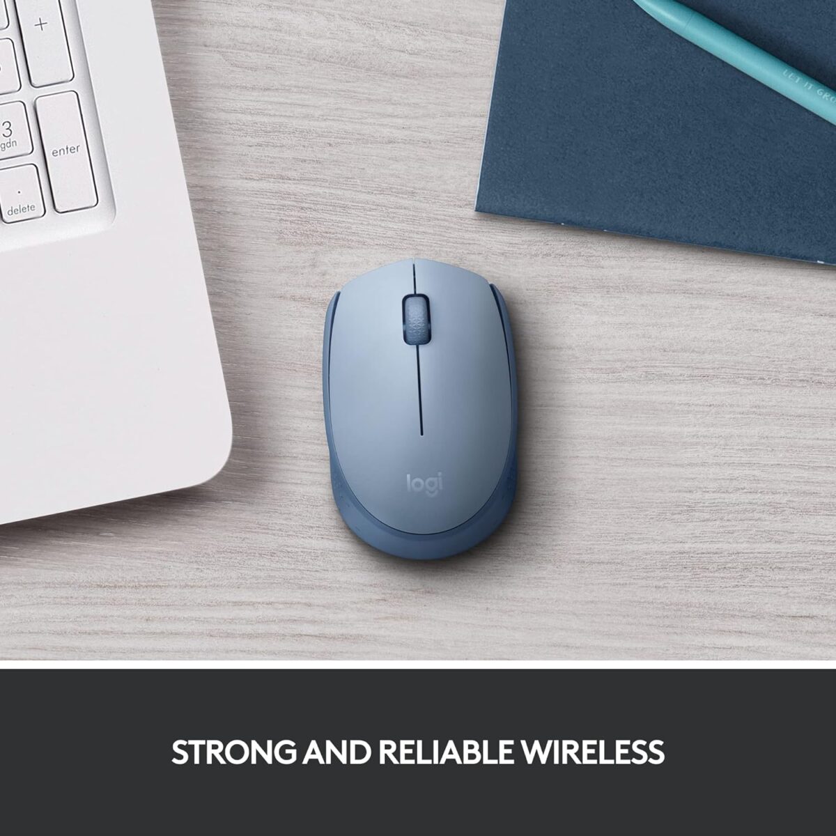 81uJC+EmS7L._AC_SL1500_ Logitech M170 Blue Gray — Mouse Inalámbrico, USB, 1000DPI, Azul - Imagen 3