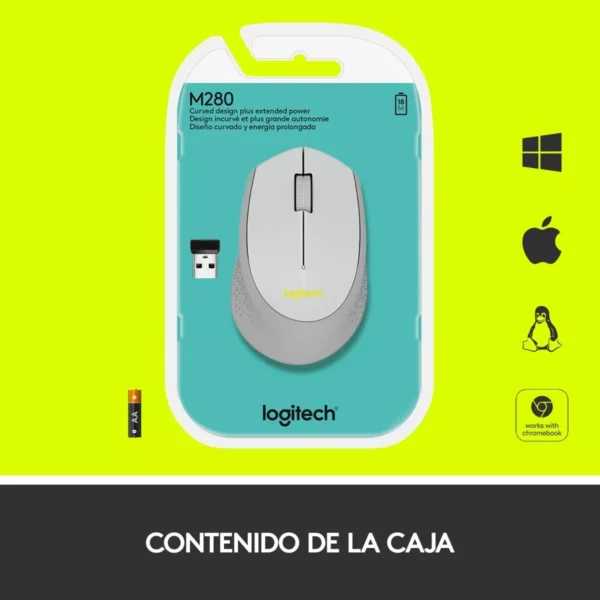 Logitech M280 Gray - Mouse inalámbrico, 1000DPI, USB, gris - Imagen 7
