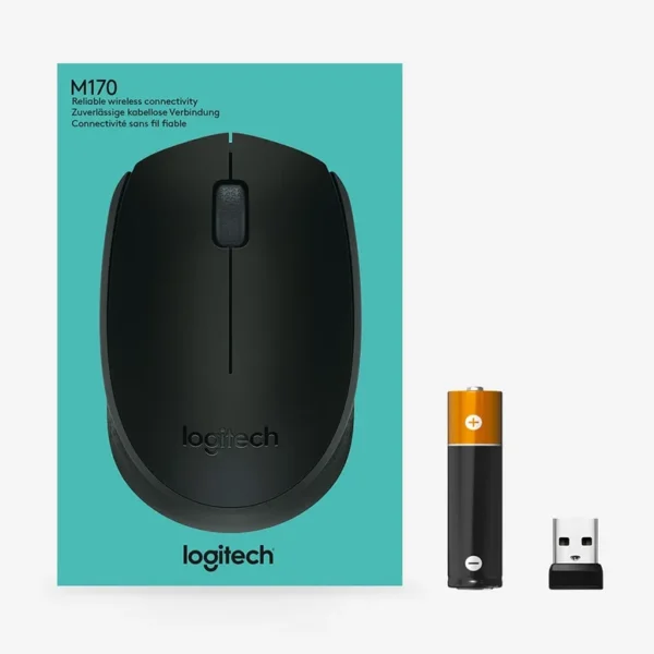 Logitech M170 Black — Mouse Inalámbrico, USB, 1000DPI, Negro/Gris - Imagen 6