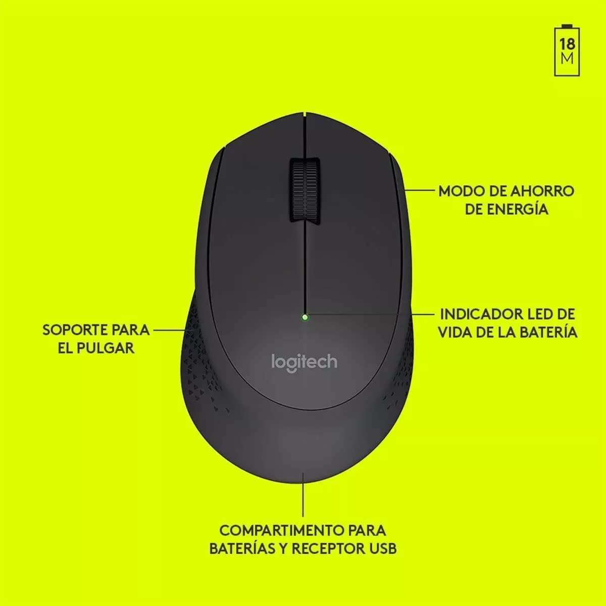 D_NQ_NP_2X_804217-MLU73120614223_112023-F Logitech M280 Black - Mouse inalámbrico, 1000DPI, USB, negro - Imagen 3