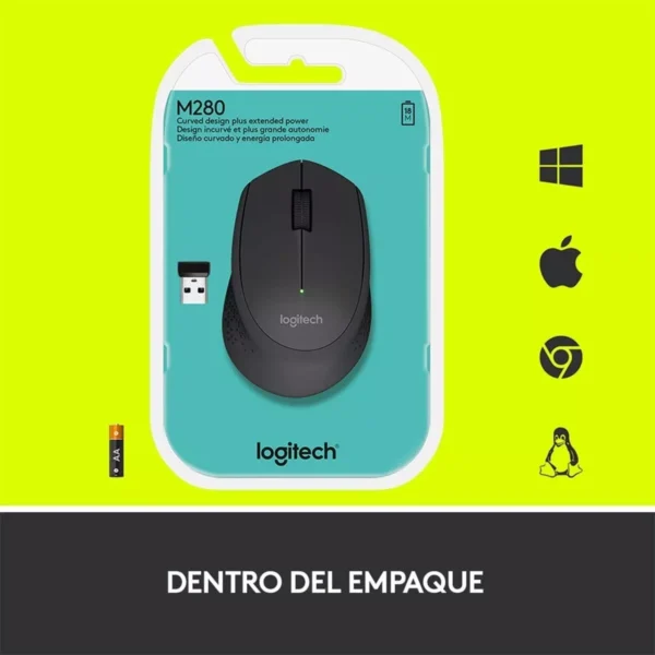 Logitech M280 Black - Mouse inalámbrico, 1000DPI, USB, negro - Imagen 7