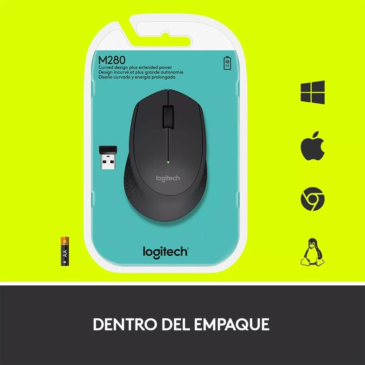 D_NQ_NP_2X_977972-MLU73120614217_112023-F Logitech M280 Black - Mouse inalámbrico, 1000DPI, USB, negro - Imagen 7