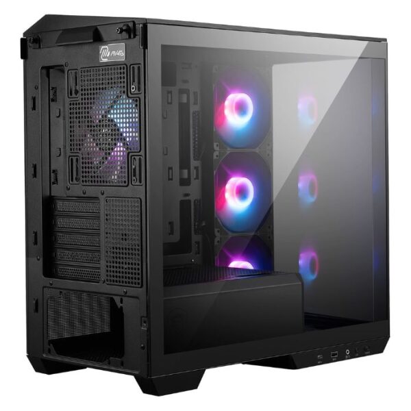 MSI MAG Pano M100R PZ Black — Caja MicroATX, 4 Fans RGB 120mm, soporta motherboard con conexión trasera, negro - Imagen 4