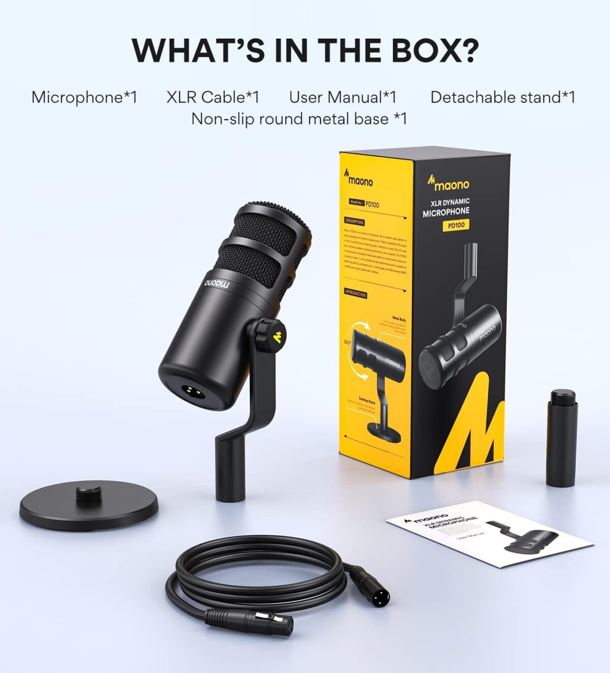 61WUez5zj3L._AC_SL1500_ Maono PD100 Podcast XLR — Micrófono para grabación vocal, tecnología de aislamiento de voz - Imagen 3