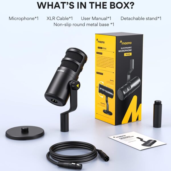 Maono PD100 Podcast XLR — Micrófono para grabación vocal, tecnología de aislamiento de voz - Imagen 3