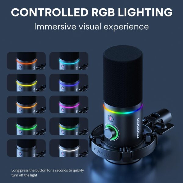Maono PD200X — Micrófono dinámico USB/XLR, RGB, sin brazo - Imagen 7