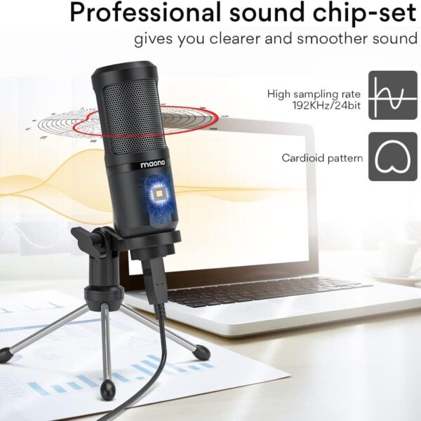 Maono PM461TR — Micrófono USB con trípode, dinámico, omnidireccional, cardioide, plug and play - Imagen 8