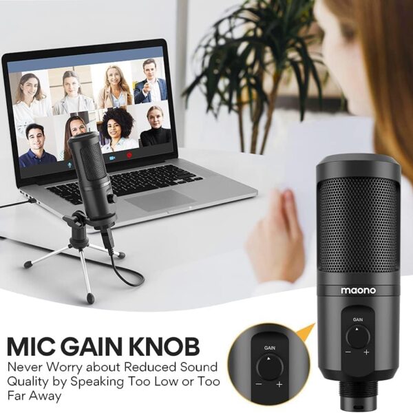 Maono PM461TR — Micrófono USB con trípode, dinámico, omnidireccional, cardioide, plug and play - Imagen 3