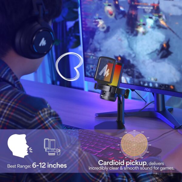Maono DGM20 GamerWave — Micrófono USB, cancelación de ruido, luces RGB - Imagen 5