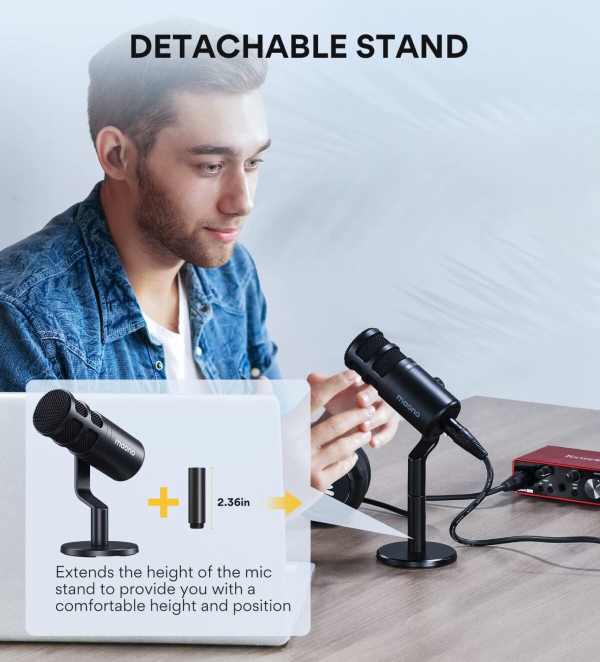 71a77HddGaL._AC_SL1500_ Maono PD100 Podcast XLR — Micrófono para grabación vocal, tecnología de aislamiento de voz - Imagen 6