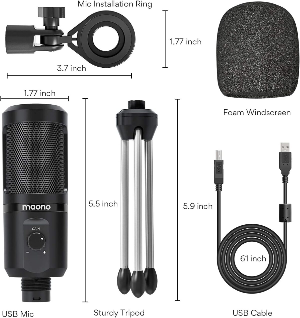 71fxoTfxAyS._AC_SL1500_ Maono PM461TR — Micrófono USB con trípode, dinámico, omnidireccional, cardioide, plug and play - Imagen 4