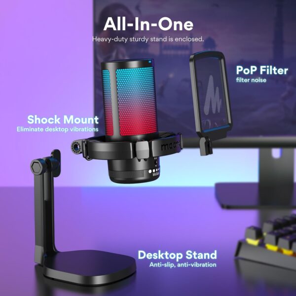 Maono DGM20 GamerWave — Micrófono USB, cancelación de ruido, luces RGB - Imagen 3
