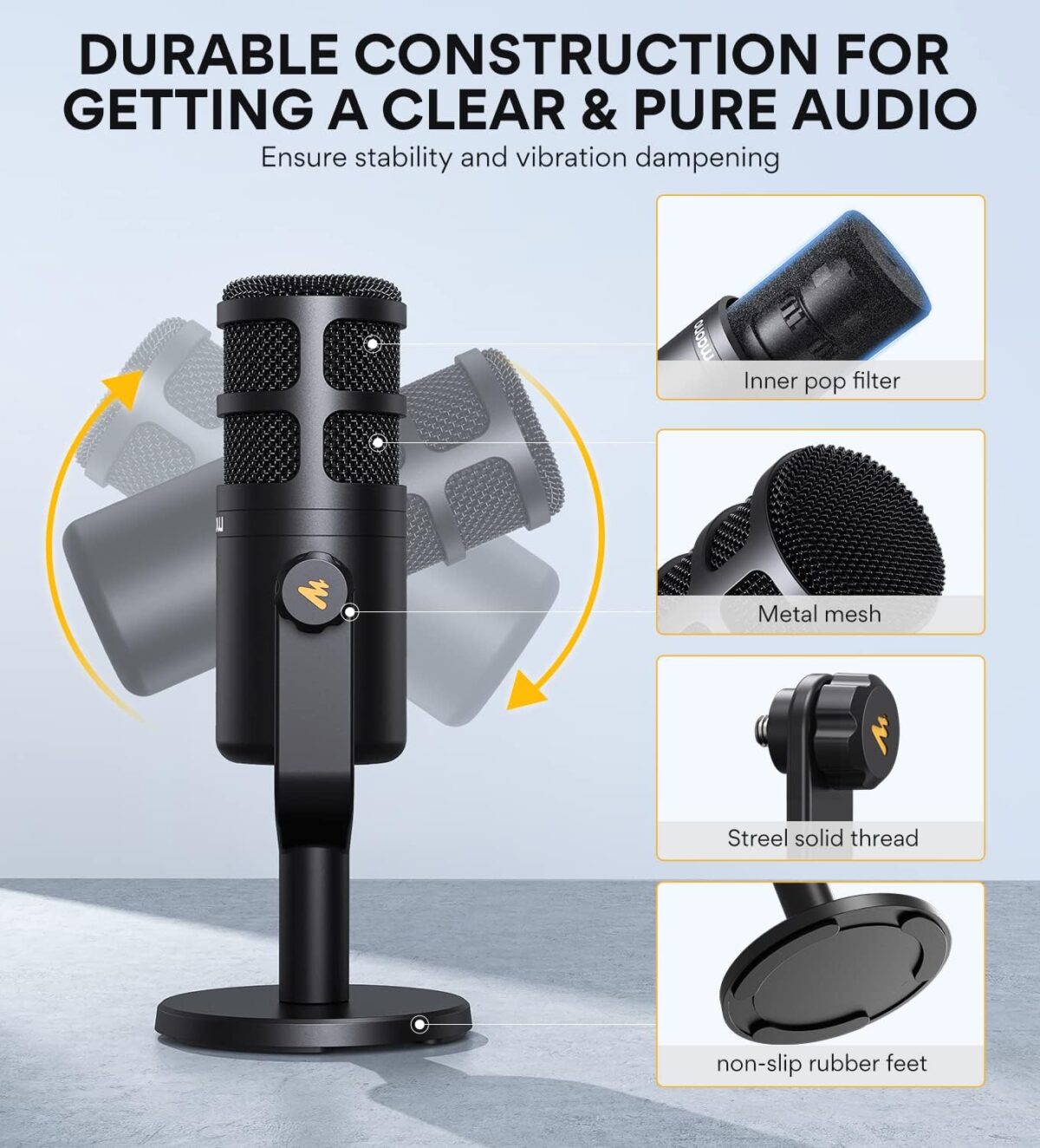 71isV3jvglL._AC_SL1500_ Maono PD100 Podcast XLR — Micrófono para grabación vocal, tecnología de aislamiento de voz - Imagen 4
